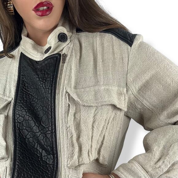 IRO linen and lamb leather industrial jacket - Picture 12 of 16